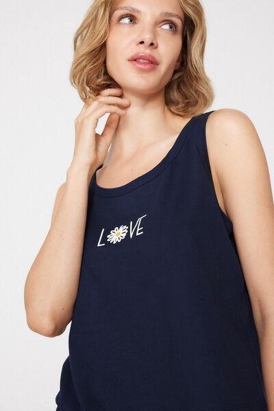 Navy Printed Wide Shoulder Straps Cotton Camisole, 5701_489Z, large image number 3