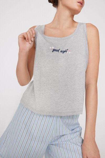 GREY Printed Cotton Camisole with Wide Shoulder Straps, 5701_502Z, large image number 0
