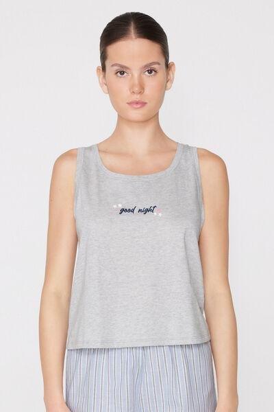 GREY Printed Cotton Camisole with Wide Shoulder Straps, 5701_502Z, large image number 1