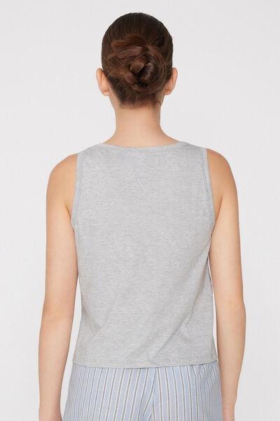 GREY Printed Cotton Camisole with Wide Shoulder Straps, 5701_502Z, large image number 2