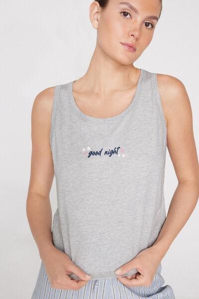GREY Printed Cotton Camisole with Wide Shoulder Straps, 5701_502Z, large image number 3