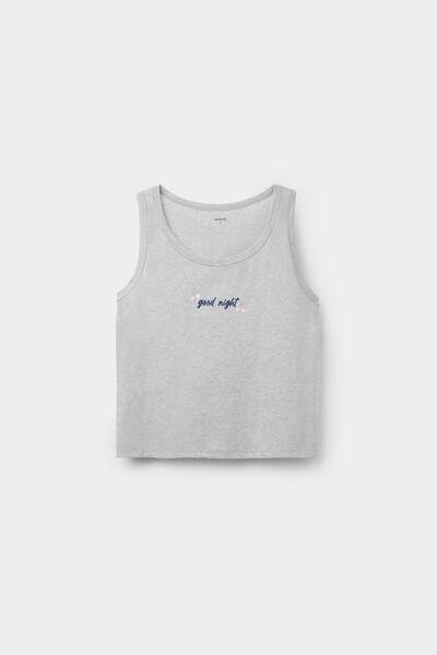 GREY Printed Cotton Camisole with Wide Shoulder Straps, 5701_502Z, large image number 4