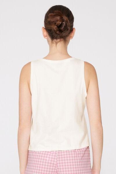 Cream Printed Wide Shoulder Straps Cotton Camisole, 5701_507Z, large image number 2
