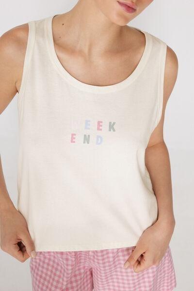 Cream Printed Wide Shoulder Straps Cotton Camisole, 5701_507Z, large image number 3