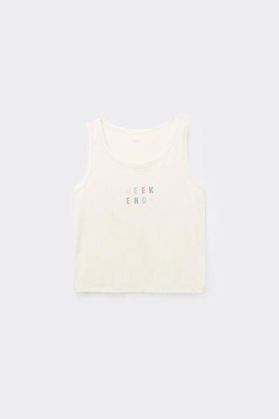 Cream Printed Wide Shoulder Straps Cotton Camisole, 5701_507Z, large image number 4