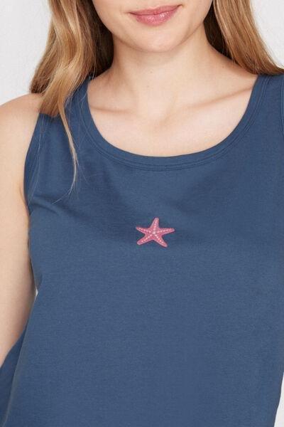 Navy Embroidered Cotton Camisole, 5701_324Z, large image number 3