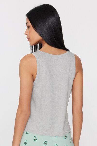 Grey Embroidered Cotton Camisole, 5701_333Z, large image number 2