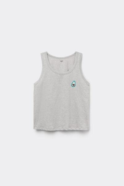 Grey Embroidered Cotton Camisole, 5701_333Z, large image number 4