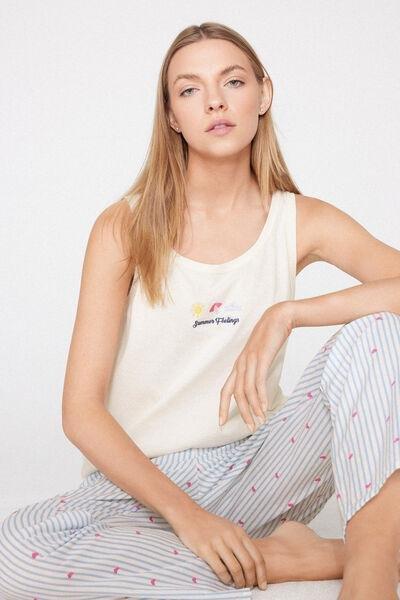 White Embroidered Cotton Camisole, 5701_336Z, large image number 0
