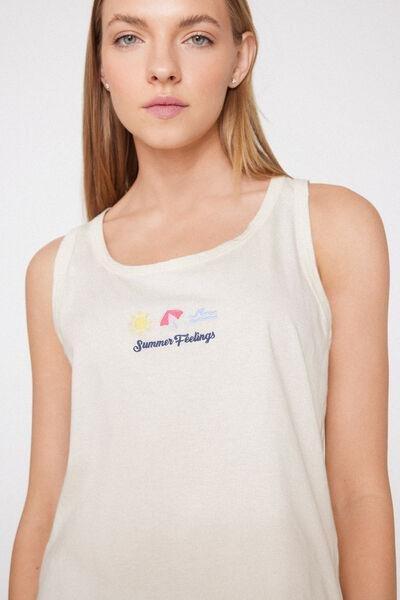 White Embroidered Cotton Camisole, 5701_336Z, large image number 3