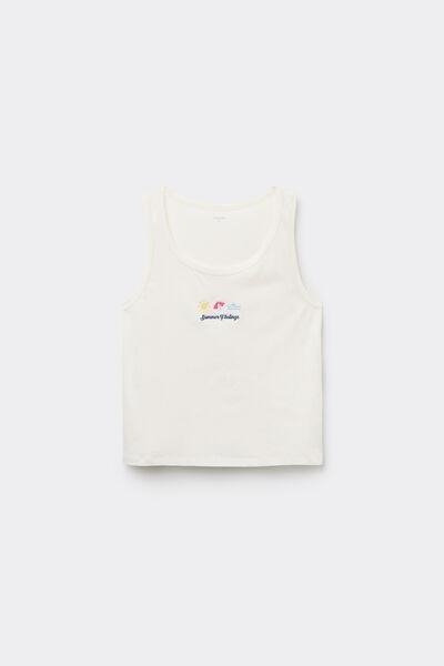 White Embroidered Cotton Camisole, 5701_336Z, large image number 4