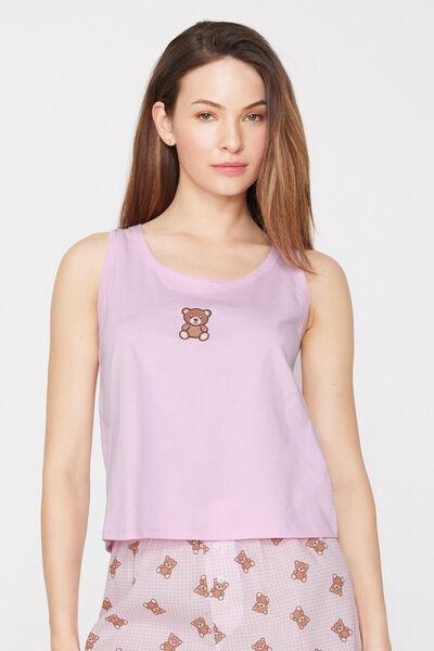 Pink Embroidered Cotton Camisole, 5701_349Z, large image number 1