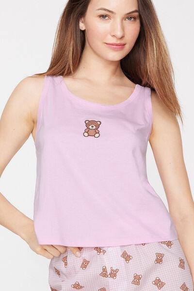 Pink Embroidered Cotton Camisole, 5701_349Z, large image number 3