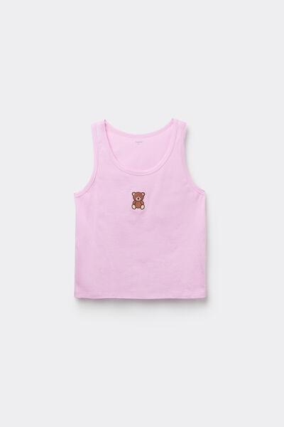 Pink Embroidered Cotton Camisole, 5701_349Z, large image number 4