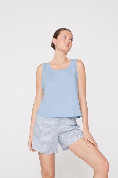 Blue Plain Colour Cotton Camisole, 5701_500Z, large image number 0