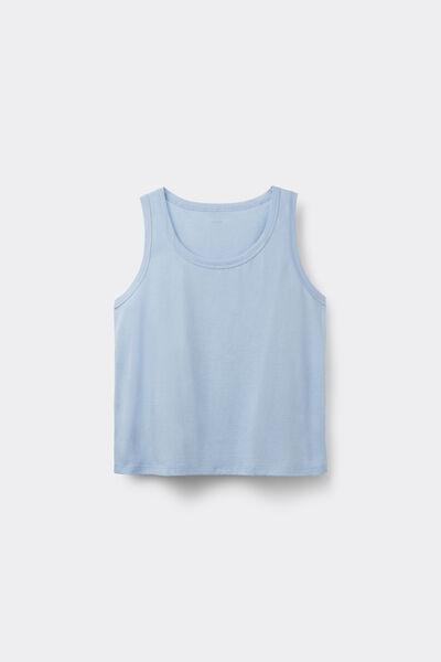 Blue Plain Colour Cotton Camisole, 5701_500Z, large image number 4