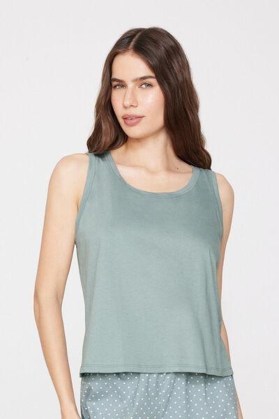 Green Plain Colour Cotton Camisole, 5701_526Z, large image number 1