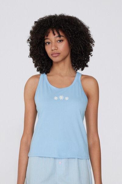 Blue Embroidered Camisole, , large image number 0