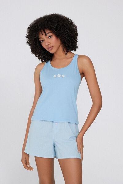 Blue Embroidered Camisole, , large image number 1