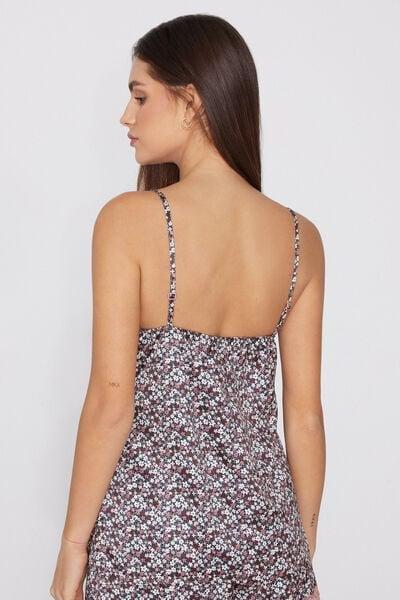 Pink Flower Print Narrow Shoulder Straps Lace Camisole, 5701_221Z, large image number 2
