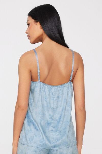 Pink Printed Narrow Shoulder Straps Satin Camisole, 5701_352Z, medium