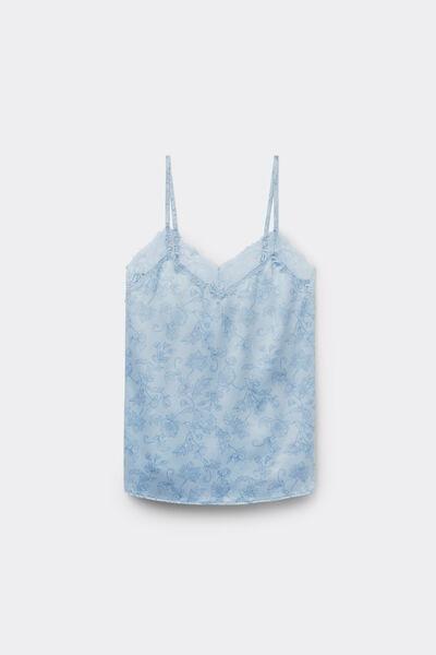 Pink Printed Narrow Shoulder Straps Satin Camisole, 5701_352Z, large image number 4