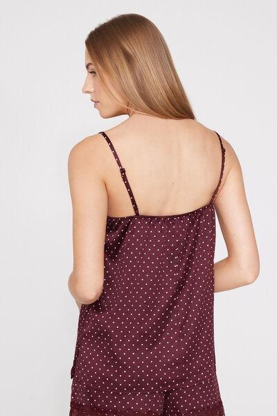 Black Polka Dot Print Satin And Lace Camisole, 5701_583Z, large image number 2