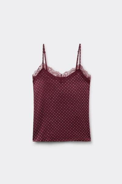 Black Polka Dot Print Satin And Lace Camisole, 5701_583Z, large image number 4