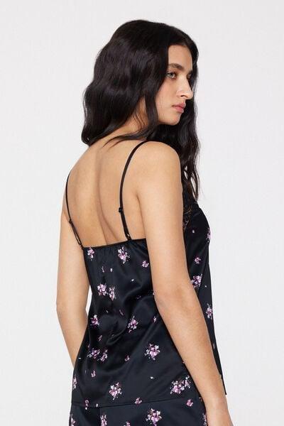 Black Narrow Shoulder Straps Satin Camisole, 5701_587Z, large image number 2