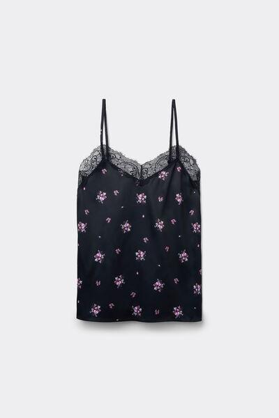 Black Narrow Shoulder Straps Satin Camisole, 5701_587Z, large image number 4