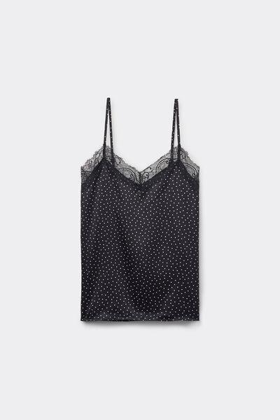 Black Printed Narrow Shoulder Straps Camisole, , large image number 4