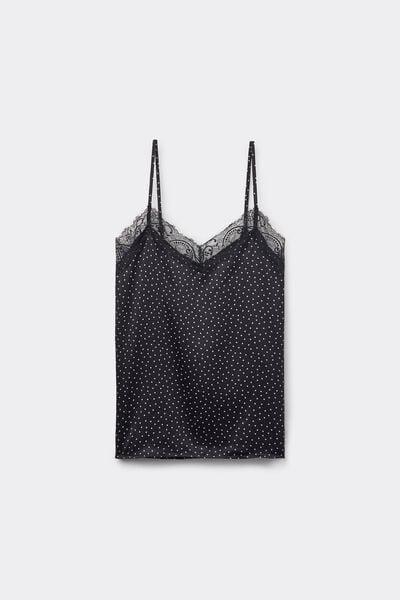 Black Printed Narrow Shoulder Straps Camisole, 5701_755Y, large image number 4