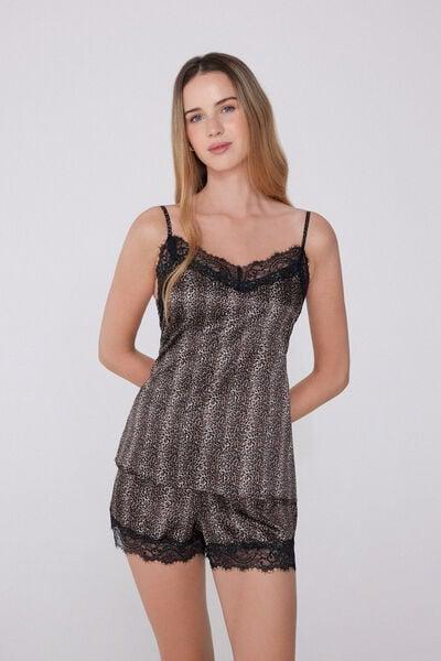 Black Animal Printed V-Neck Camisole, 5701_762Y, large image number 0