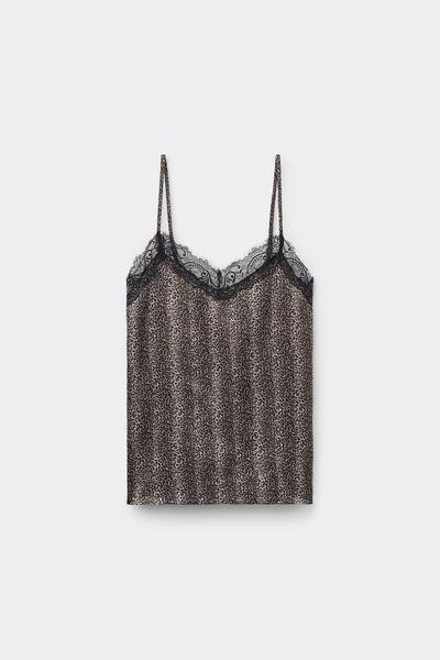 Black Animal Printed V-Neck Camisole, , large image number 4