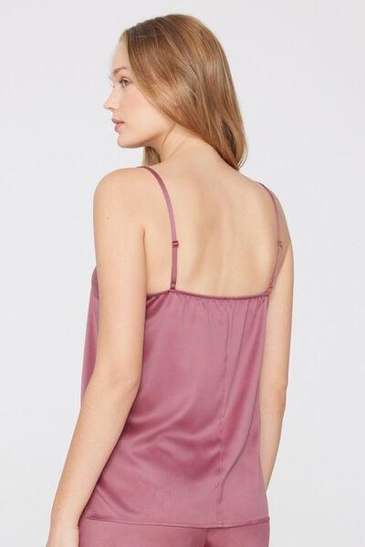 Pink Narrow Shoulder Straps Lace Camisole, 5701_179Z, medium