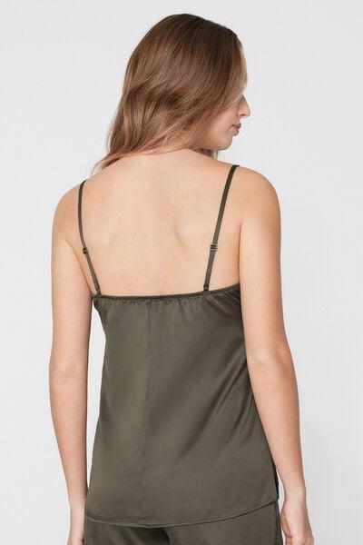 Green Narrow Shoulder Straps Lace Camisole, 5701_226Z, large image number 2