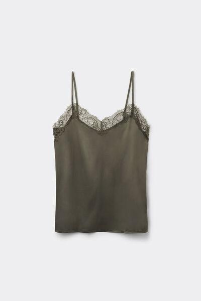 Green Narrow Shoulder Straps Lace Camisole, 5701_226Z, large image number 4