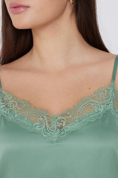 Green Narrow Shoulder Straps Camisole, 5701_321Y, large image number 3
