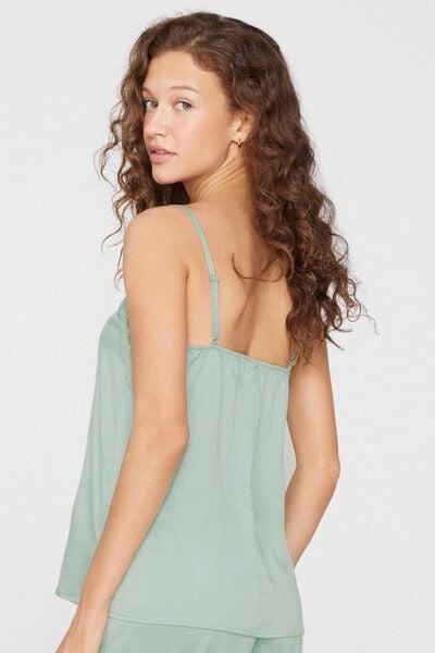 Green Narrow Shoulder Straps Satin Camisole, 5701_360Z, large image number 2