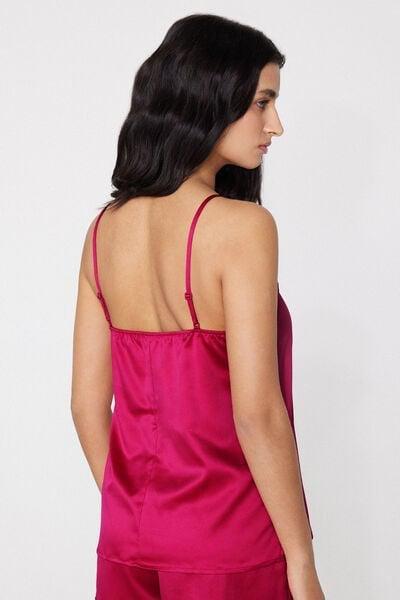 Pink Narrow Shoulder Straps Satin Camisole, 5701_472Z, medium