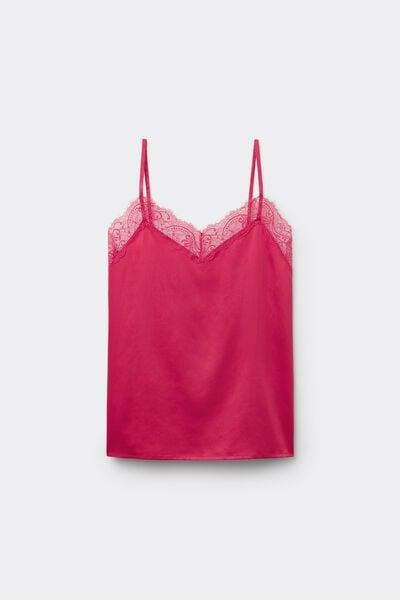 Pink Narrow Shoulder Straps Satin Camisole, 5701_472Z, large image number 4