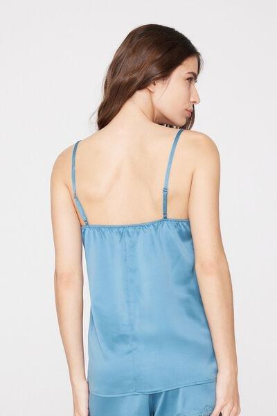 Blue Narrow Shoulder Straps Lace Camisole, 5701_525Z, large image number 2