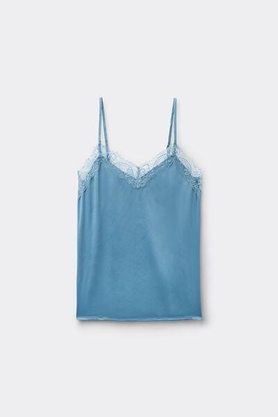Blue Narrow Shoulder Straps Lace Camisole, 5701_525Z, large image number 4