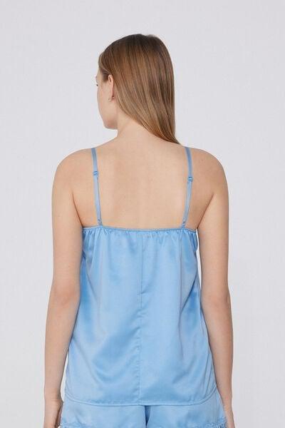 Blue Satin And Lace Camisole, 5701_527Y, large image number 2