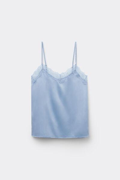 Blue Satin And Lace Camisole, , large image number 4