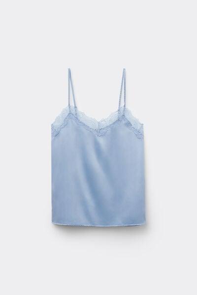 Blue Satin And Lace Camisole, 5701_527Y, large image number 4