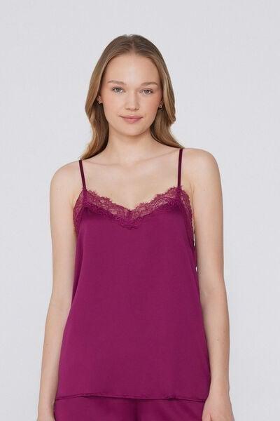 Burgundy Narrow Shoulder Straps Camisole, , large image number 0