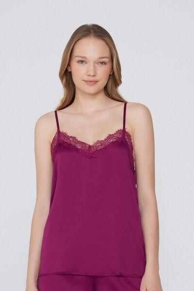 Burgundy Narrow Shoulder Straps Camisole, , large image number 0