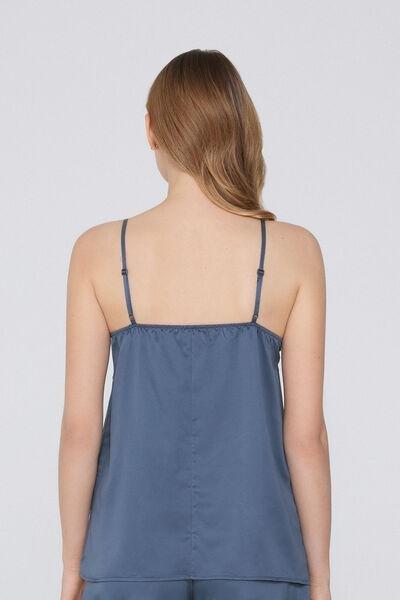 Blue Narrow Shoulder Straps Camisole, , large image number 2