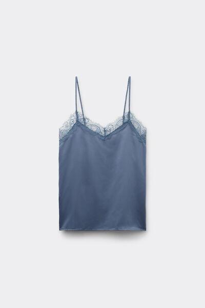 Blue Narrow Shoulder Straps Camisole, , large image number 4